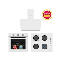 Simfer 0+8 Fonksiyon Trend Mekanik Beyaz Power Turbo 3'lü Ankastre Set (Fırın + Ocak + Davlumbaz)