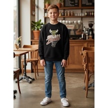 Zekids Erkek Çocuk Chicago Bulls Yazılı Tasarım Sweatshirt-16396 Siyah