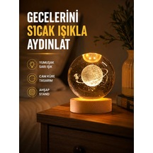 Ahşap Standlı Sarı Işıklı Dekoratif Küre Kız Figürü Tasarım Diğer