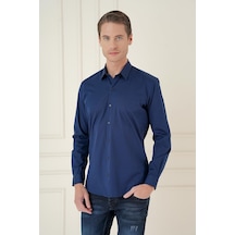 Efor Slim Fit Pamuk Uzun Kol Klasik Lacivert Gömlek Gk 745 Lacivert