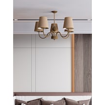 Deluna 5li Eskitme Modern Konik Abajur Şapkalı Metal Avize