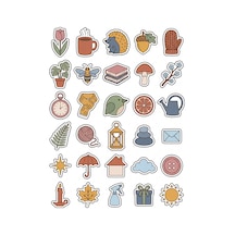 30 Adet Pastel Botanik Ve Doğa Sticker Seti - Laptop Ajanda Defter İçin Çok Renkli