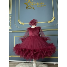 Star Kids Fashion Kız Çocuk Otriş Elbise ,kız Çocuk Abiye Elbise,toka Dahil Bordo
