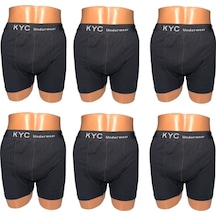 Kyc Shopping 6 Adet Siyah Renk Pamuklu Likralı Penye Esnek Kumaş Boxer Siyah