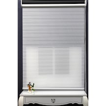Çift Mekanizmalı Kalın Çizği Tül & Mat Gri Stor %90 Işıgı Kes er