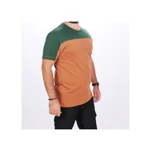 0 Yaka Omuz Robalı Garson T-shirt Kahve-yeşil