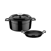 Lava Yuvarlak Döküm 24cm Trendy Serisi Tencere &amp Döküm 20cm Sahan Set - Şef Standartlarında Premium Set Çok Renkli