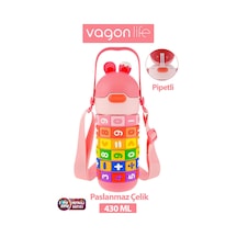 Vagonlife 430 Ml Pipetli Çelik Termos Askılı Matematiği Sevdiren Su Matarası -ffvgn30031-430ml Pembe