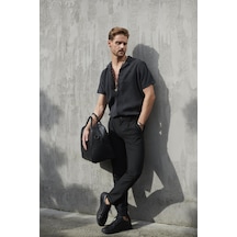 Erkek Pileli Siyah Armürlü Chino Pantolon Ncs Jeans 2247 2080 Siyah
