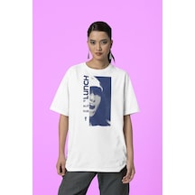 Lunch By Billie Eilish Baskılı Unisex Tişört, Oversize Şarkıcı Ti Beyaz