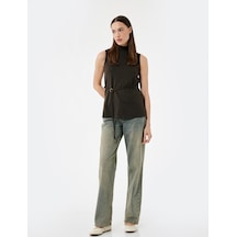 Koton Pamuklu Düz Kesim Düz Paça Jean Pantolon - Straight Jeans Green Cast 7wal40008md Yeşil