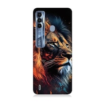 Tecno Spark 7 Pro Uyumlu Siyah Fon Aslan Desenli Silikon Kılıf