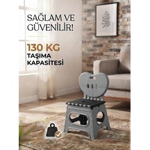 2 Adet Lüks Sağlam Dayanıklı Kullanışlı Şık Katlanır Tabure Ma115 Gri 2 Adet