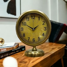 Eskitme Gold Metal Ofis Salon Otel Masa Saati 25*20 cm V3