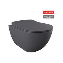 Creavit Free Asma Klozet Fe320.bm + Duck Yavaş Kapanan Kapak Mat Basalt 2'li Set Gri