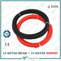Solar Kablo 10m+10m 4mm Güneş Paneli Kablo Seti Siyah Kırmızı