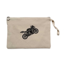 Motosiklet Siluet Siyah Clutch Astarlı Cüzdan / El Çantası Siyah