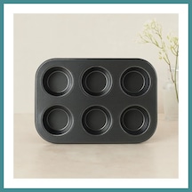 Trendexa 6 Gözlü Siyah Metal Muffin Kalıbı Mac