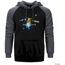 Pink Floyd The Moon Gri Reglan Kol Kapşonlu Sweatshirt Gri