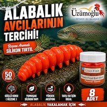 Üzümoğlu Kırmızı Rezene Aromalı Silikon Tırtıl 50mm 8 Adet Alabalık Yemi