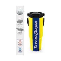 Coral High Kids Sarı Lacivert Çubuklu Pipetli Ve Direkt İçim Çelik Termos 900 Ml 38730 Lacivert - Sarı