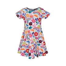 Lovetti Kız Çocuk Little Friends Desen Kısa Kol Kloşe Etek Elbise 5910-140 Çok Renkli