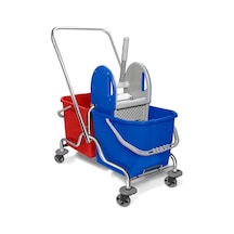 Safell Çift Kovalı Krom Temizlik Arabası - Temizlik Seti 20 L