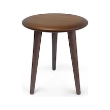 Mezmob Masif Kayın Tabure Sehpa Üç Ayaklı Yuvarlak Ceviz