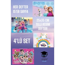 4 Adet 25x35 Telli Resim Defteri Karışık