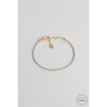 İtalyan Zincir 18 Ayar Sarı Altın Kaplama 19 Cm Gümüş Bileklik 77446353