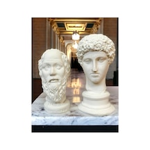 Hermes Ve Socrates Beyaz Heykel Büst 2'li Özel Set