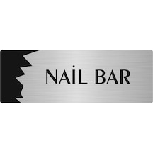 Metal Departman Kapı İsimliği, Yönlendirme Levhası Nail Bar 10x20 Cm Gümüş Renk