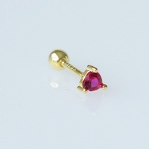 Mini Kalp Pembe Zirkon Taşlı Gold Kaplama Gümüş Tragus Gümüş