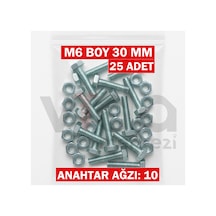 M6x30 Altı Köşe Cıvata + Somun Takımı Çinko Kaplı 25 Adet Takım 1