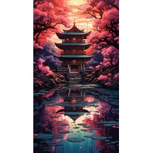 Movas Sanat Japon Tapınağı Elmas Mozaik Tablo Mozaik Puzzle 50x90 E20204372