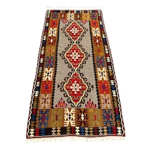 Kök Boya Yahyalı Kilim 106x200 Renkli %100 Yün Kilim