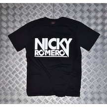 Nicky Romeo Baskılı Unisex %100 Pamuk Siyah T-shirt SIYAH