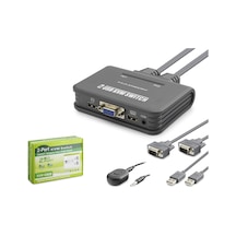 Hadron Hdx1362 Vga Kvm Switch 2 Console Harici Butonlu Dahili Kablolu 2 Vga Port Siyah