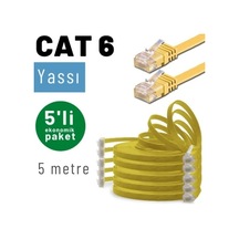Irenıs 5 Adet 5 Metre Sarı Cat6 Kablo Yassı Ethernet Network Lan Ağ İnternet Kablosu Irenıs 5 Adet 5 Metre Sarı Cat6 Kablo Yassı Ethernet Network Lan Ağ İnternet Kablosu