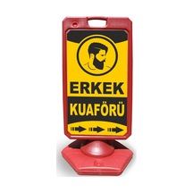 Erkek  Kuaför  Reklam ve Yönlendirme Uyari Dubasi A Tabela Kırmız