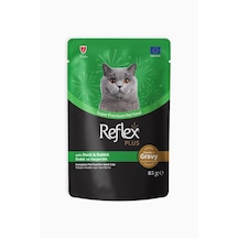 Reflex Plus Sos İçinde Et Parçacıklı Ördekli ve Tavşanlı Yetişkin Kedi Maması 85 G