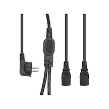 Powermaster Pm-17972 Çift Güç Çıkışlı 1.8 Metre Pc Power Kablosu Dişi Iec C13 Ac220v Tek Priz-178288