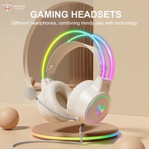 Anma X15 Pro Aşırı Kulak Kulaklıklar Oyun Kulaklık Kablolu Kulaklık Pembe Kedi White Without Ear