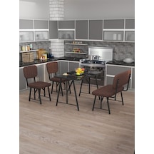 Hayat 70x110 Bendir Mutfak Masası, Mutfak Masası Takımı, Yemek Masası, 2 Sandalye 1 Bench - Kahverengi Kahverengi