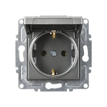 Günsan  Eqona Füme Kapaklı Topraklı Priz Mekanizma