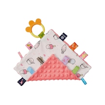 Geeksen Yumuşak Bebek Battaniyesi - Renkli Etiketler Ve Silikon Diş Kaşıyıcılı 25.5x25.5cm