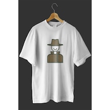 Noıssey -wed Ajan Tasarım Baskılı Oversize T-shirt Tişört Beyaz