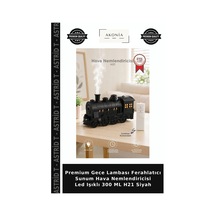 Premium Gece Lambası Ferahlatıcı Sunum Hava Nemlendiricisi Led Işıklı 300 Ml H21 Siyah