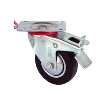 Servis Tekeri - Frenli Tablalı Siyah Döner - Çap 80 Mm Abanoz