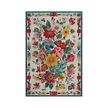 Fiora 200 Renkli Çiçekli Halı Modern Yıkanabilir Halı İnce Kilim Halı Hol Yolluk Ev Oda Salon Halısı Çok Renkli